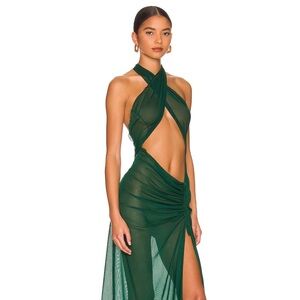 Kim Shui mesh wrap gown in green